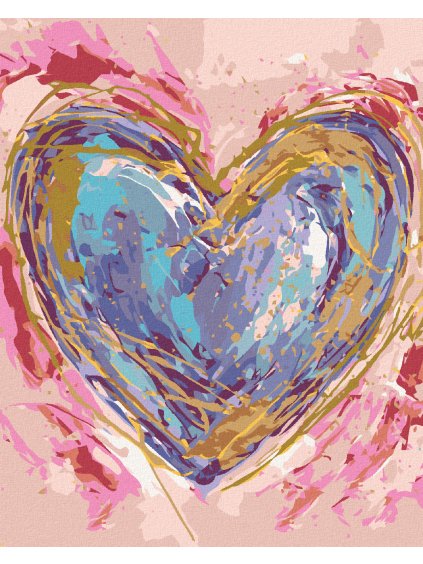 Diamantové maľovanie - FIALOVÉ SRDCE NA RUŽOVOM POZADÍ (HALEY BUSH) (Rámovanie bez rámu a bez vypnutia plátna, Rozmer 40x50 cm)