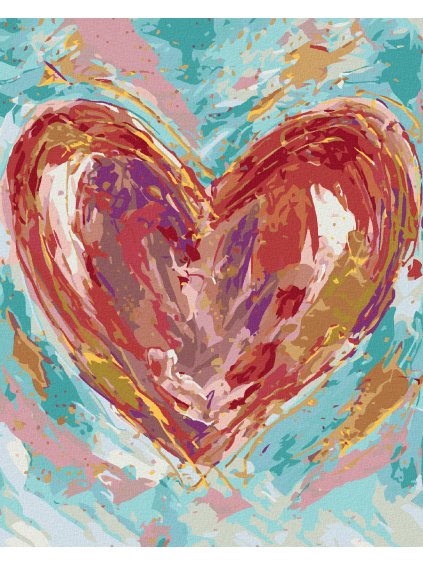 Diamantové maľovanie - ČERVENÉ SRDCE NA ZELENOM POZADÍ II (HALEY BUSH) (Rámovanie bez rámu a bez vypnutia plátna, Rozmer 40x50 cm)