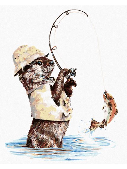Diamantové maľovanie - VYDRA RYBÁR (HOLLY SIMENTAL) (Rámovanie bez rámu a bez vypnutia plátna, Rozmer 40x50 cm)