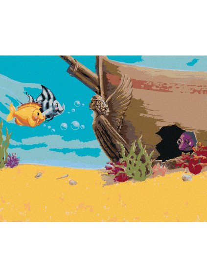 Diamantové maľovanie - RYBIČKY PRIPLÁVAJÚCE NA NÁVŠTEVU (SUE ELLEN BROWN) (Rámovanie bez rámu a bez vypnutia plátna, Rozmer 40x50 cm)