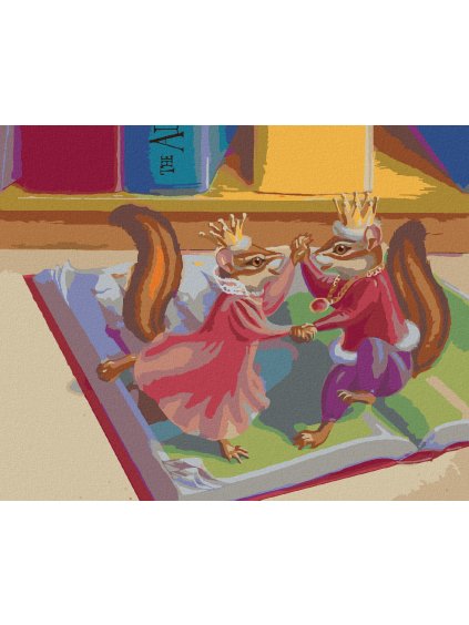 Diamantové maľovanie - TANCUJÚCI CHIPMUNKOVIA (SUE ELLEN BROWN) (Rámovanie bez rámu a bez vypnutia plátna, Rozmer 40x50 cm)