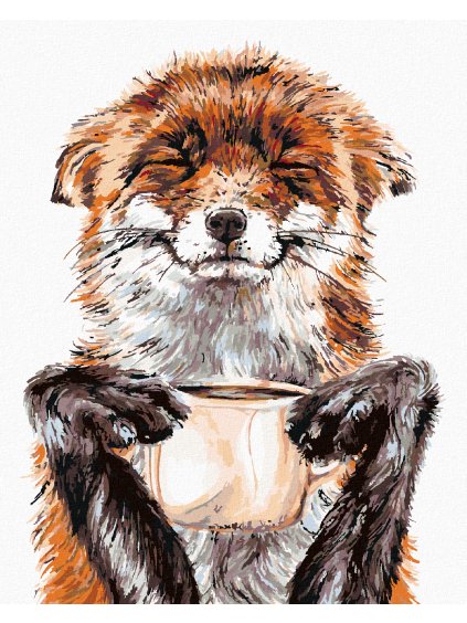 Diamantové maľovanie - LIŠKA A KÁVA (HOLLY SIMENTAL) (Rámovanie bez rámu a bez vypnutia plátna, Rozmer 40x50 cm)