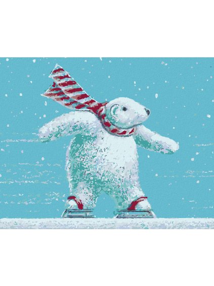 Diamantové maľovanie - ĽADOVÝ MEDVEDÍK NA KORČULIACH (SUE ELLEN BROWN) (Rámovanie bez rámu a bez vypnutia plátna, Rozmer 40x50 cm)