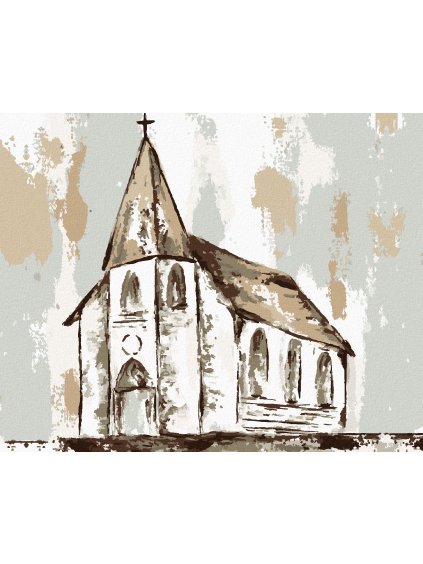 Diamantové maľovanie - ABSTRAKTNÝ KOSTOL (HALEY BUSH) (Rámovanie bez rámu a bez vypnutia plátna, Rozmer 40x50 cm)