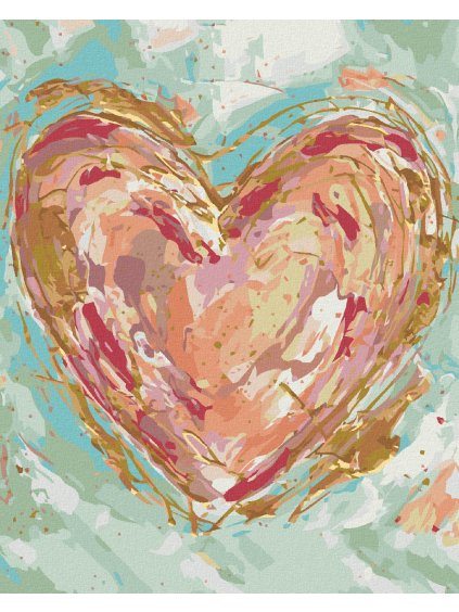 Diamantové maľovanie - ČERVENÉ SRDCE NA ZELENOM POZADÍ (HALEY BUSH) (Rámovanie bez rámu a bez vypnutia plátna, Rozmer 40x50 cm)