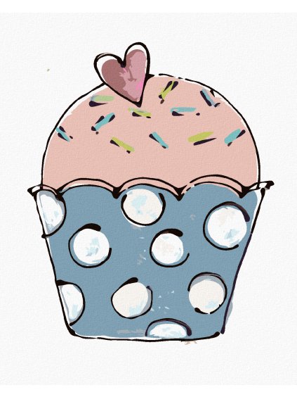 Diamantové maľovanie - CUPCAKE SO SRDIEČKOM 2 (HALEY BUSH) (Rámovanie bez rámu a bez vypnutia plátna, Rozmer 40x50 cm)