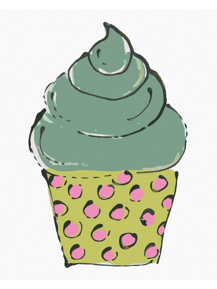 Diamantové maľovanie - ZELENÝ CUPCAKE (HALEY BUSH) (Rámovanie bez rámu a bez vypnutia plátna, Rozmer 40x50 cm)