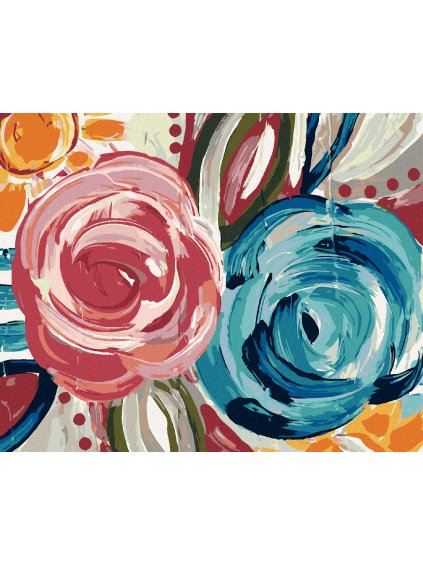 Diamantové maľovanie - BAREVNÉ KVĚTINY (HALEY BUSH) (Rámovanie bez rámu a bez vypnutia plátna, Rozmer 40x50 cm)