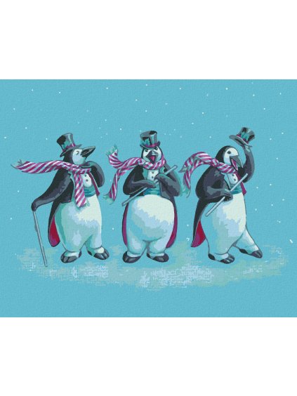 Diamantové maľovanie - TRI TUČNIAKY S KLOBÚKMI (SUE ELLEN BROWN) (Rámovanie bez rámu a bez vypnutia plátna, Rozmer 40x50 cm)