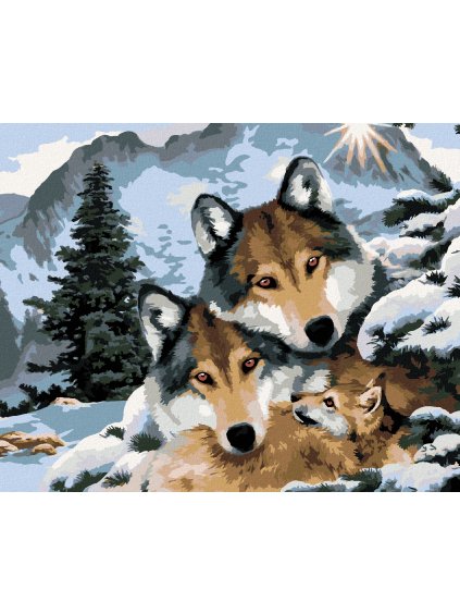 Diamantové maľovanie - VLCI A ZIMNÁ KRAJINA (HOWARD ROBINSON) (Rámovanie bez rámu a bez vypnutia plátna, Rozmer 40x50 cm)