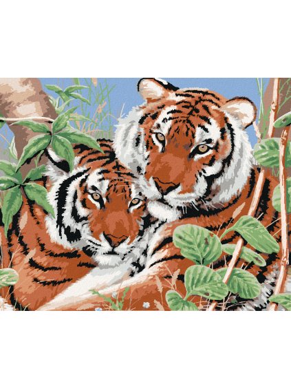 Diamantové maľovanie - TIGRIE DVOJČATÁ (HOWARD ROBINSON) (Rámovanie bez rámu a bez vypnutia plátna, Rozmer 40x50 cm)