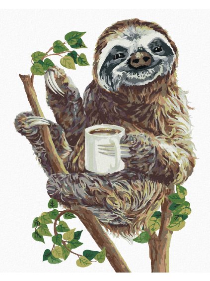 Diamantové maľovanie - LEŇOCHOD A KÁVA (HOLLY SIMENTAL) (Rámovanie bez rámu a bez vypnutia plátna, Rozmer 40x50 cm)