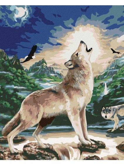 Diamantové maľovanie - VYJÚCI VLK (HOWARD ROBINSON) (Rámovanie bez rámu a bez vypnutia plátna, Rozmer 40x50 cm)