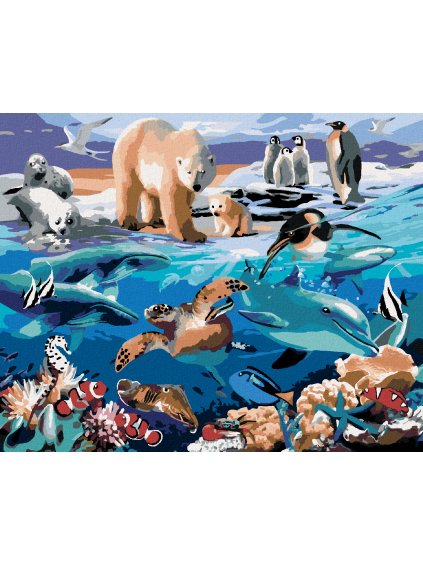 Diamantové maľovanie - ZVIERATÁ V OCEÁNE (HOWARD ROBINSON) (Rámovanie bez rámu a bez vypnutia plátna, Rozmer 40x50 cm)