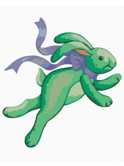 Diamantové maľovanie - ZELENÝ PLYŠOVÝ ZAJAČIK (SUE ELLEN BROWN) (Rámovanie bez rámu a bez vypnutia plátna, Rozmer 40x50 cm)