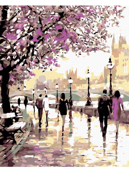 Diamantové maľovanie - SAKURY V PRAHE (Rámovanie bez rámu a bez vypnutia plátna, Rozmer 40x50 cm)
