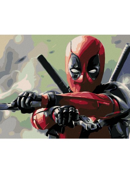 Diamantové maľovanie - DEADPOOL MIERIACI PIŠTOLMI (Rámovanie bez rámu a bez vypnutia plátna, Rozmer 40x50 cm)