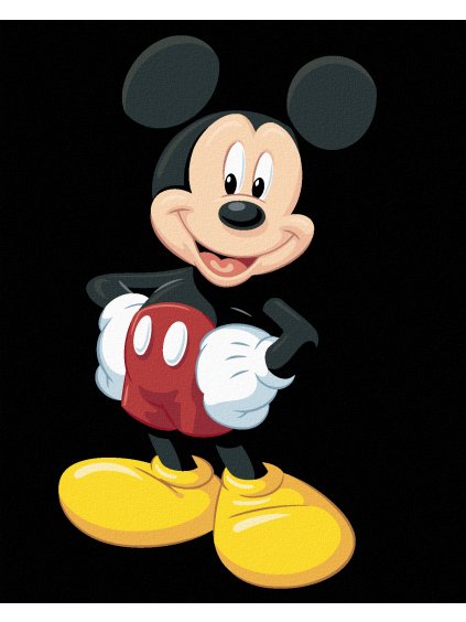 Diamantové maľovanie - MICKEY MOUSE NA ČIERNOM POZADÍ (Rámovanie bez rámu a bez vypnutia plátna, Rozmer 40x50 cm)