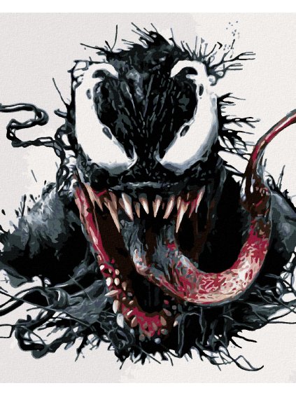 Diamantové maľovanie - VENOM NA BIELOM POZADÍ (Rámovanie bez rámu a bez vypnutia plátna, Rozmer 40x50 cm)
