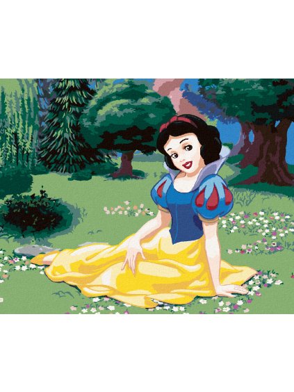 Diamantové maľovanie - SNEHLIENKA SEDIACA NA LÚKE (Rámovanie bez rámu a bez vypnutia plátna, Rozmer 40x50 cm)