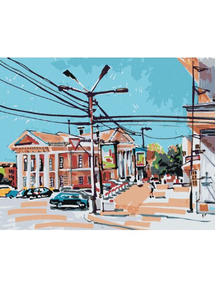 Diamantové maľovanie - MESTSKÁ ČASŤ V KYJEVE (Rámovanie bez rámu a bez vypnutia plátna, Rozmer 40x50 cm)