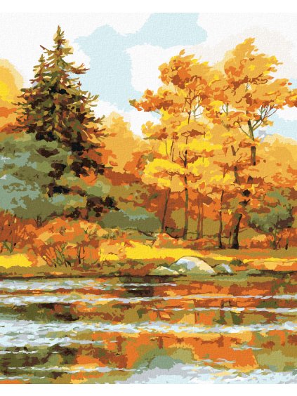 Diamantové maľovanie - ORANŽOVÉ DUBY (Rámovanie bez rámu a bez vypnutia plátna, Rozmer 40x50 cm)