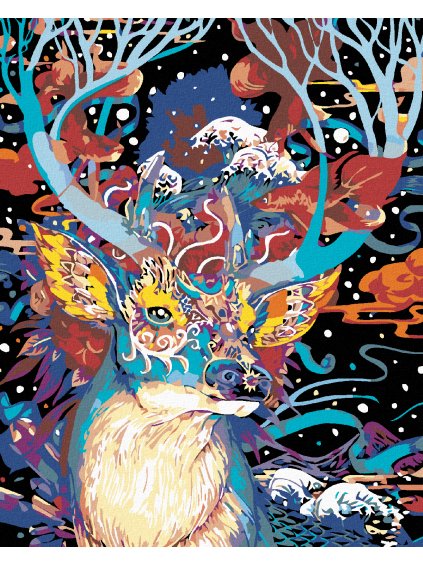 Diamantové maľovanie - FAREBNÝ JELEŇ I (Rámovanie bez rámu a bez vypnutia plátna, Rozmer 40x50 cm)