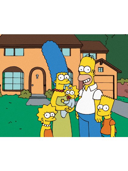 Diamantové maľovanie - SIMPSONOVCI PRED DOMOM (Rámovanie bez rámu a bez vypnutia plátna, Rozmer 40x50 cm)