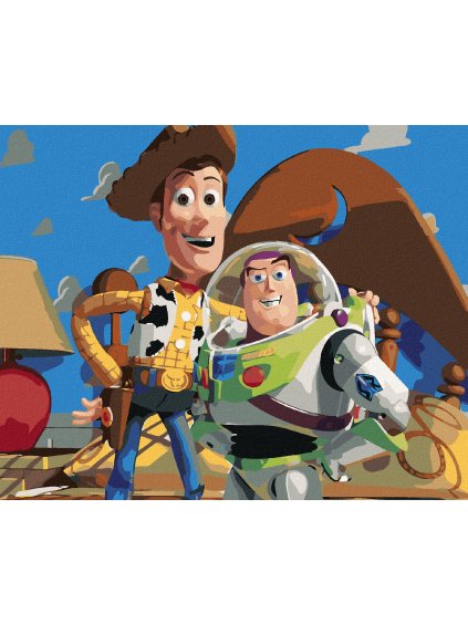 Diamantové maľovanie - WOODY OBJÍMAJÚCI BUZZE (PRÍBEH HRAČIEK) (Rámovanie bez rámu a bez vypnutia plátna, Rozmer 40x50 cm)