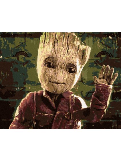 Diamantové maľovanie - MÁVAJÚCI GROOT (Rámovanie bez rámu a bez vypnutia plátna, Rozmer 40x50 cm)