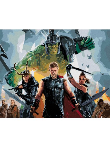 Diamantové maľovanie - PLAGÁT THOR RAGNAROK (Rámovanie bez rámu a bez vypnutia plátna, Rozmer 40x50 cm)