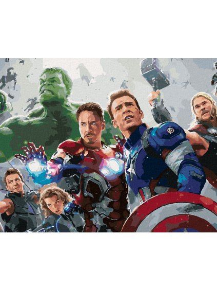 Diamantové maľovanie - AVENGERS DO BOJA (Rámovanie bez rámu a bez vypnutia plátna, Rozmer 40x50 cm)
