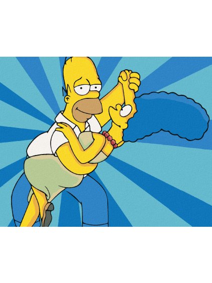 Diamantové maľovanie - TANCUJÚCI HOMER A MARGE (SIMPSONOVCI) (Rámovanie bez rámu a bez vypnutia plátna, Rozmer 40x50 cm)