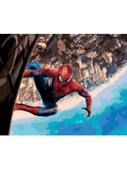 Diamantové maľovanie - SPIDERMAN NAD MESTOM (Rámovanie bez rámu a bez vypnutia plátna, Rozmer 40x50 cm)