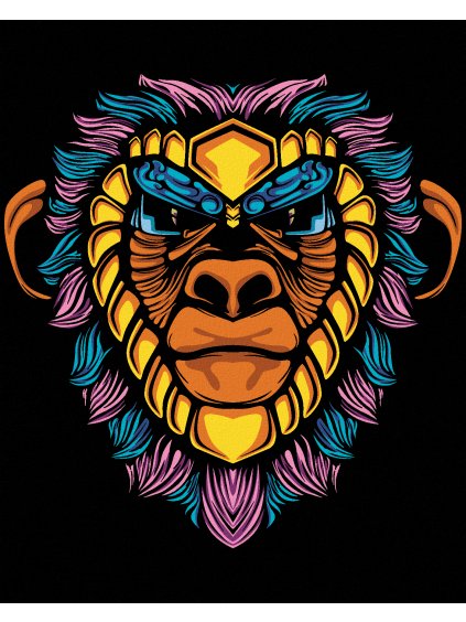 Diamantové maľovanie - ABSTRAKTNÁ FAREBNÁ GORILA (Rámovanie bez rámu a bez vypnutia plátna, Rozmer 40x50 cm)