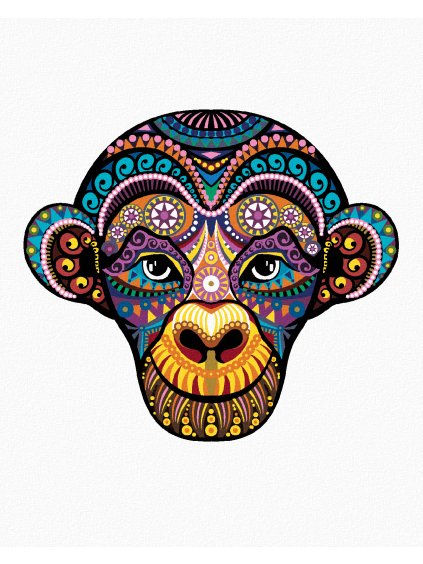 Diamantové maľovanie - ABSTRAKTNÁ FAREBNÁ OPICA NA BIELOM POZADIÍ (Rámovanie bez rámu a bez vypnutia plátna, Rozmer 40x50 cm)