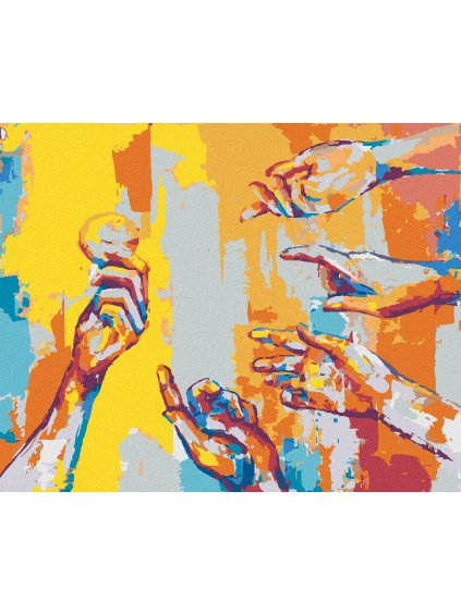 Diamantové maľovanie - ABSTRAKTNÉ DLANE (Rámovanie bez rámu a bez vypnutia plátna, Rozmer 40x50 cm)
