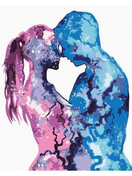 Diamantové maľovanie - ABSTRAKTNÁ MILUJÚCA ŽENA S MUŽOM (Rámovanie bez rámu a bez vypnutia plátna, Rozmer 40x50 cm)