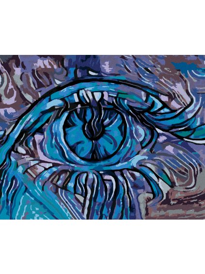 Diamantové maľovanie - ABSTRAKTNÉ MODRÉ OKO (Rámovanie bez rámu a bez vypnutia plátna, Rozmer 40x50 cm)