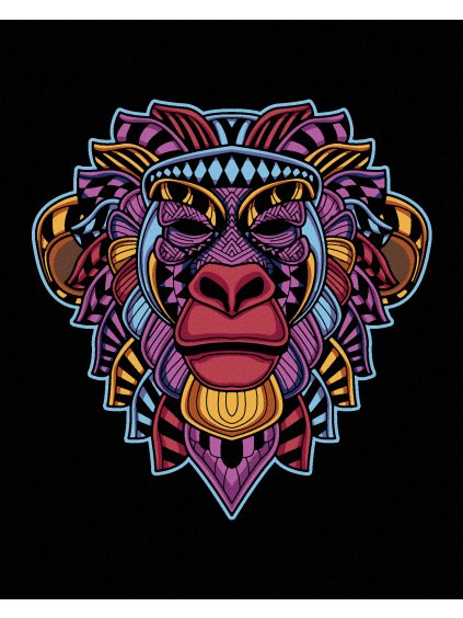 Diamantové maľovanie - ABSTRAKTNÁ OPICA NA ČIERNOM POZADÍ (Rámovanie bez rámu a bez vypnutia plátna, Rozmer 40x50 cm)