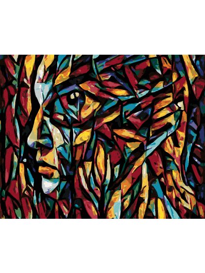 Diamantové maľovanie - ABSTRAKTNÝ PORTRÉT ŽENY (Rámovanie bez rámu a bez vypnutia plátna, Rozmer 40x50 cm)