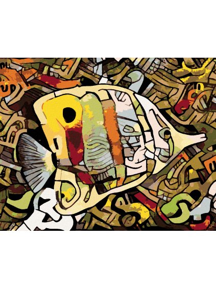 Diamantové maľovanie - ABSTRAKTNÁ RYBA ŽLTÁ (Rámovanie bez rámu a bez vypnutia plátna, Rozmer 40x50 cm)