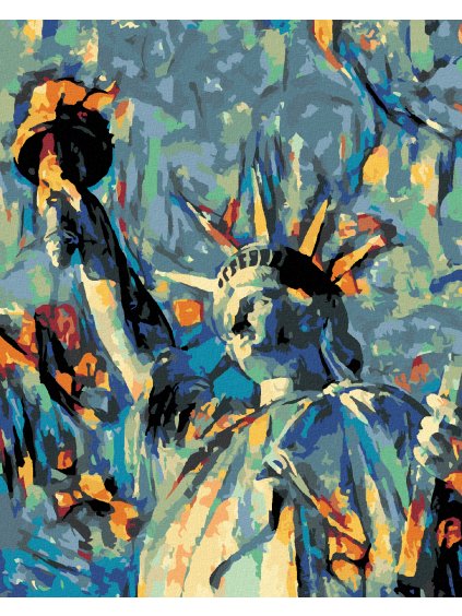 Diamantové maľovanie - ABSTRAKTNÁ SOCHA SLOBODY (Rámovanie bez rámu a bez vypnutia plátna, Rozmer 40x50 cm)