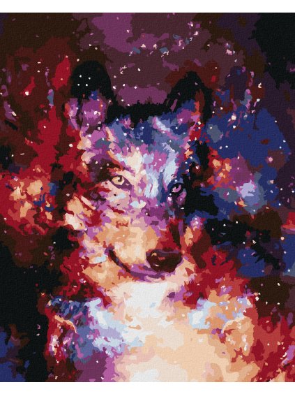 Diamantové maľovanie - ABSTRAKTNÝ VLK VO VESMÍRE (Rámovanie bez rámu a bez vypnutia plátna, Rozmer 40x50 cm)