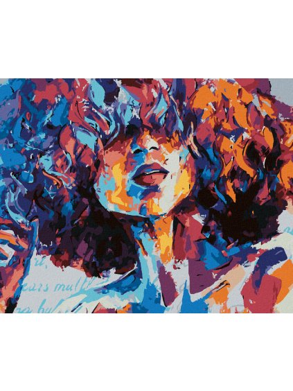 Diamantové maľovanie - ABSTRAKTNÁ ŽENA S BRČKAVÝMI VLASMI (Rámovanie bez rámu a bez vypnutia plátna, Rozmer 40x50 cm)