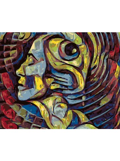 Diamantové maľovanie - ABSTRAKTNÁ ŽENA S OKOM (Rámovanie bez rámu a bez vypnutia plátna, Rozmer 40x50 cm)