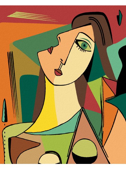 Diamantové maľovanie - ABSTRAKTNÁ ŽENA V KUBISTICKOM ŠTÝLE (Rámovanie bez rámu a bez vypnutia plátna, Rozmer 40x50 cm)