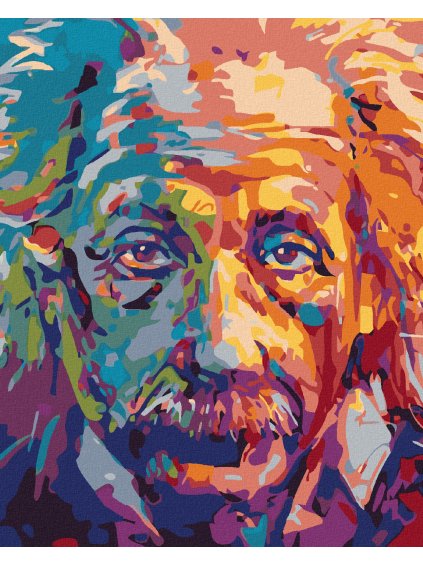 Diamantové maľovanie - ALBERT EINSTEIN VO FARBÁCH (Rámovanie bez rámu a bez vypnutia plátna, Rozmer 40x50 cm)