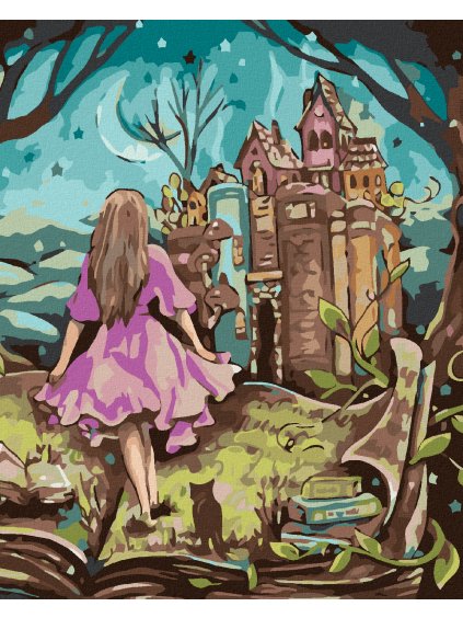 Diamantové maľovanie - ALICA V KRAJINE ZÁZRAKOV (Rámovanie bez rámu a bez vypnutia plátna, Rozmer 40x50 cm)