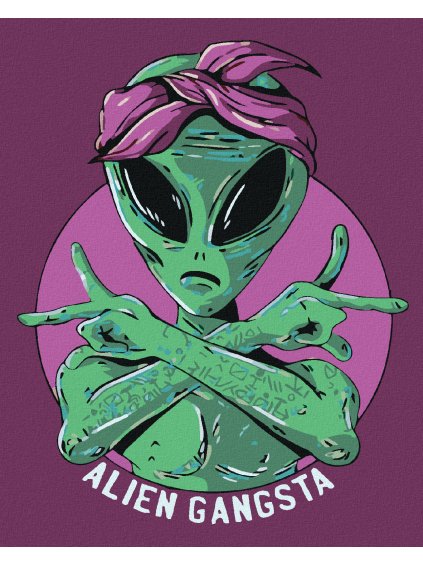 Diamantové maľovanie - ALIEN GANGSTA (Rámovanie bez rámu a bez vypnutia plátna, Rozmer 40x50 cm)